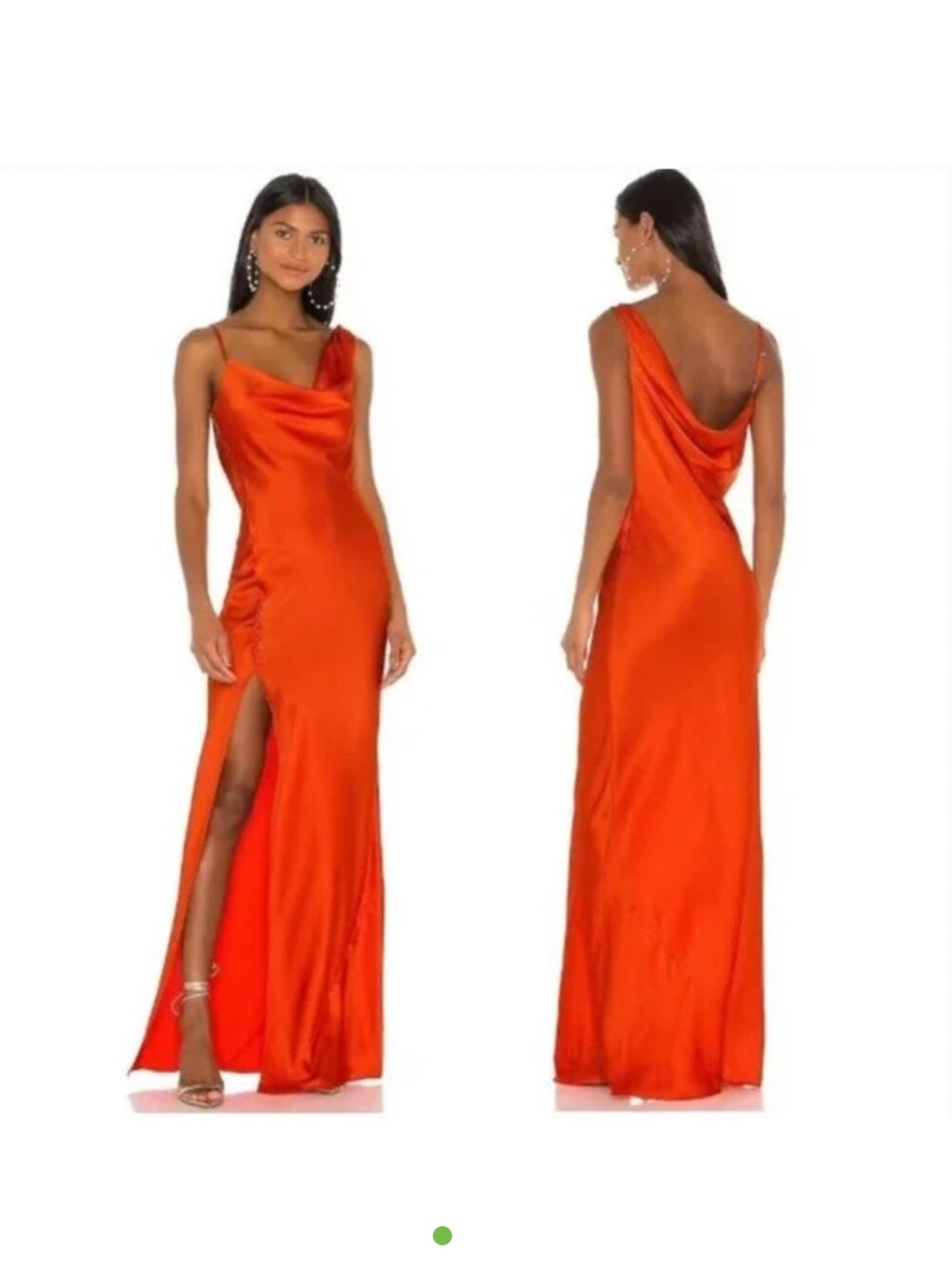 Jay Godfrey Orange Cowl Neck Silk Maxi